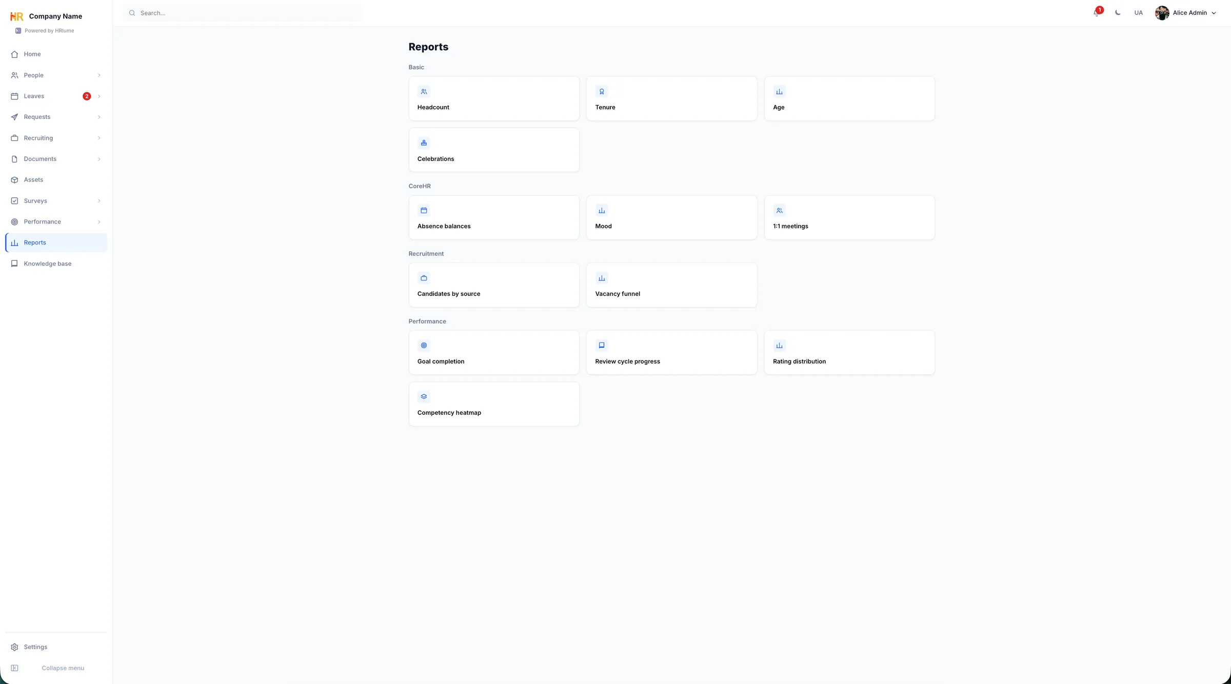 HRlume workforce and performance reports