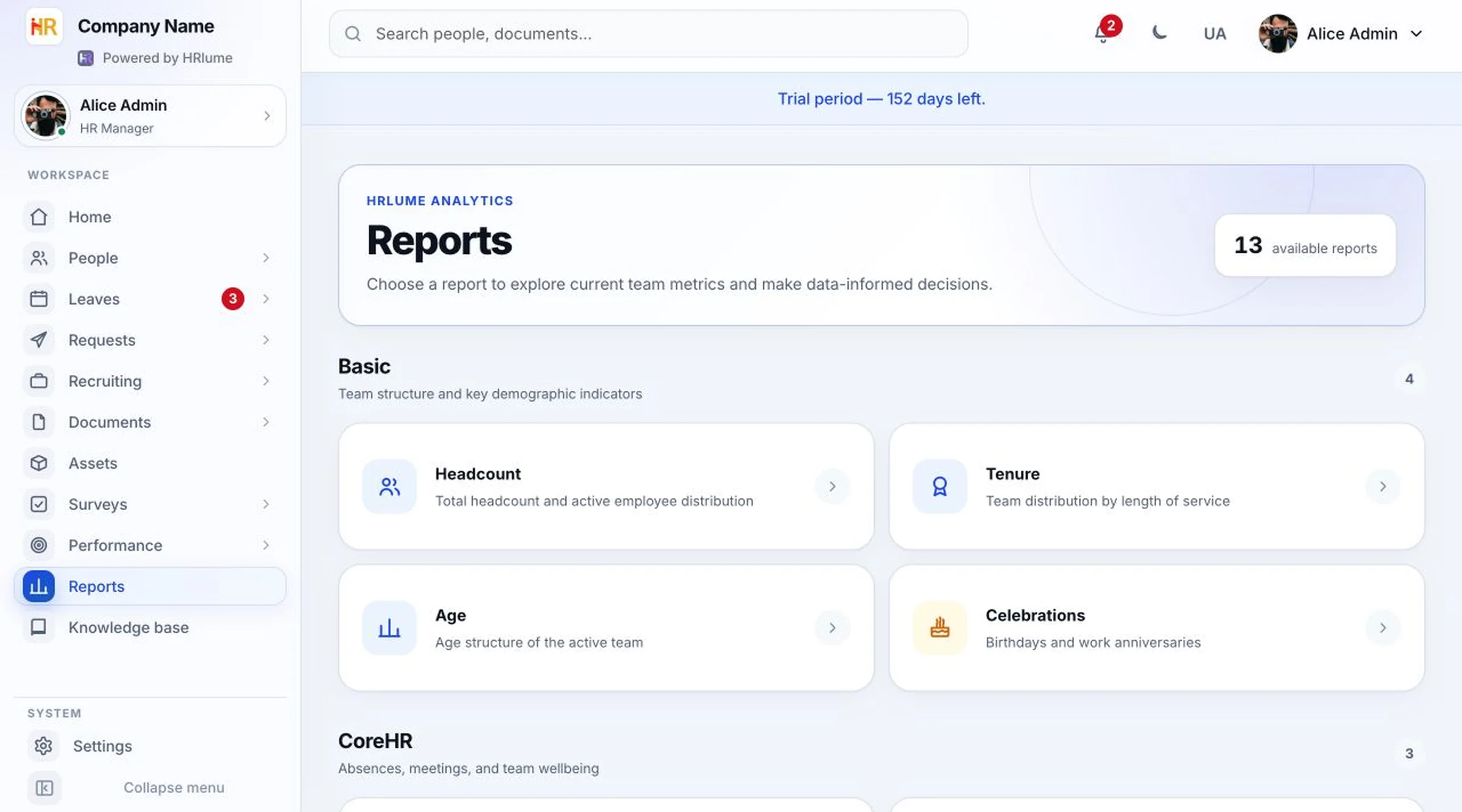 HRlume workforce report library
